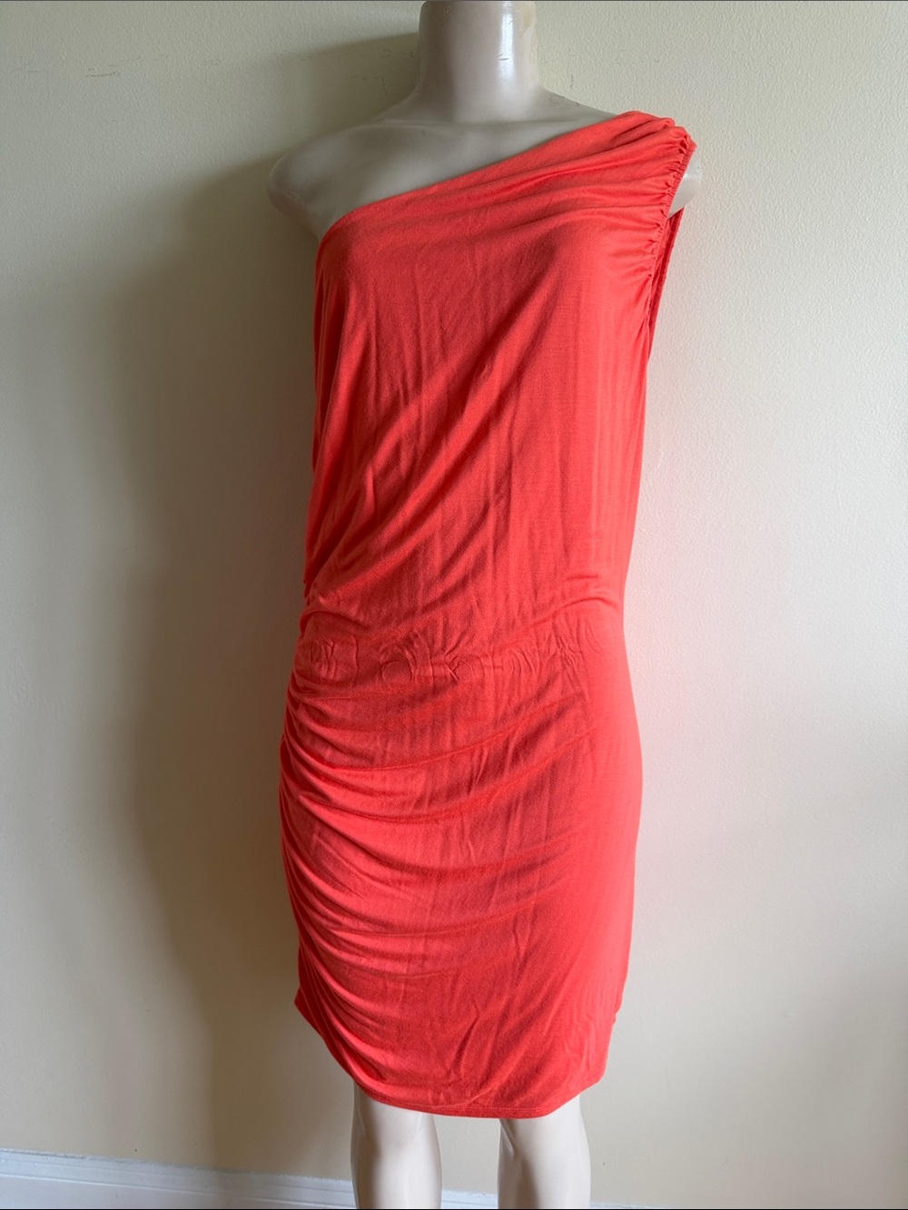 a new day One-Shoulder Ruched Coral-Red Dress - Picture 3 of 9
